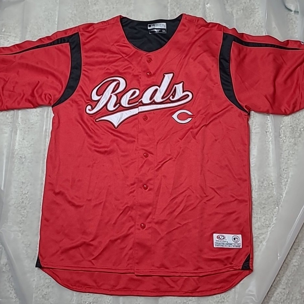 CINCINNATI REDS BASEBALL (TRUE FAN) VINTAGE Red Baseball Jersey XL